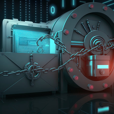 Ransomware Cyber Security Email Phishing Internet Technology Lock Vault Protection 3d illustrationの素材