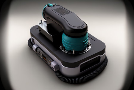 top view of a smartphone controlled, cordless vacuum cleanerの素材