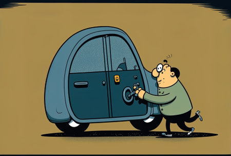 Using a key to open a car doorの素材