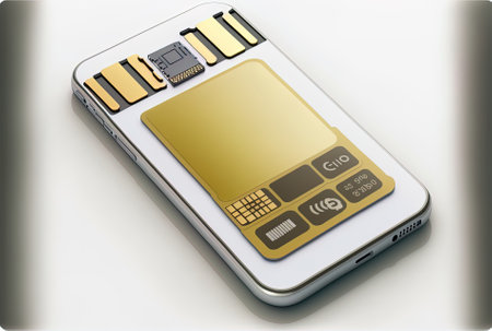 smartphone with sim card in the top viewの素材