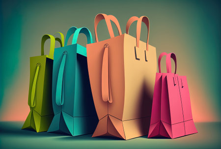 shopping bags in a variety of huesの素材