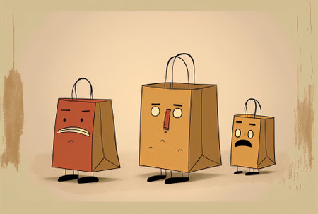 shopping bags made of red and brown paperの素材