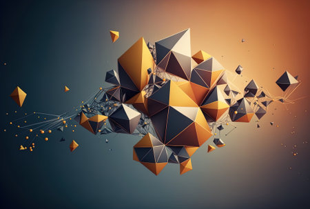 using a background in communications and a low poly plexus designの素材