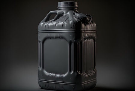 unfilled packing gray gallon of plastic against a dark backdropの素材