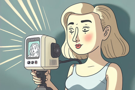 Using a light grey machine while holding a laser hair removal deviceの素材