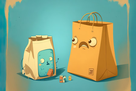 the shopping bag next to other bagsの素材