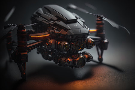 Soft focus closeup of the drone against a dark backgroundの素材