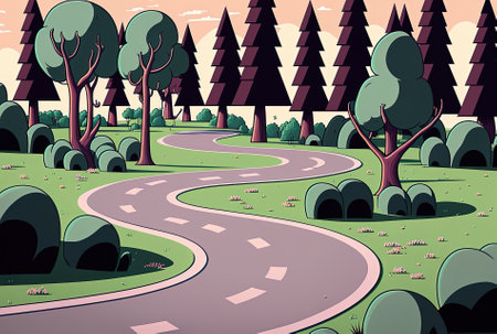 Park cycling path with curvesの素材