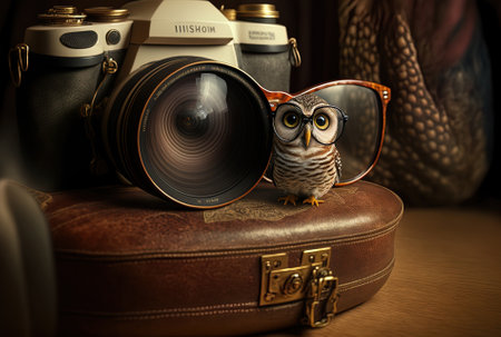 professional eyewear and a cameraの素材