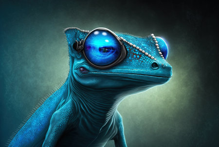 Futuristic blue gecko portraitの素材