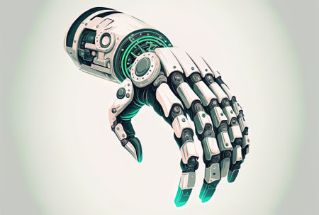 Illustration of a robotic hand on a white backdropの素材