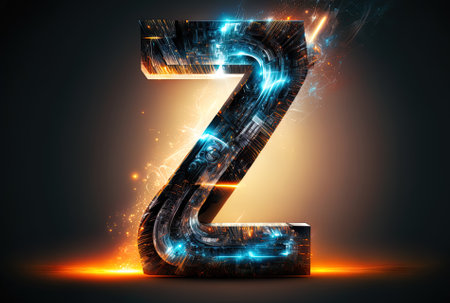 Letter z in a futuristic technology fontの素材