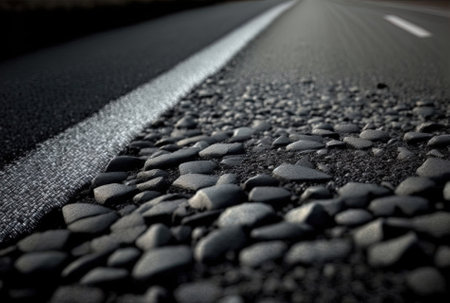 Grey grainy tarmac road surfaceの素材