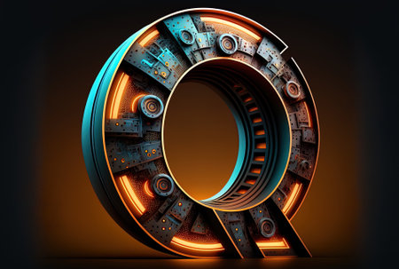 Letter o in a futuristic typeface for technologyの素材
