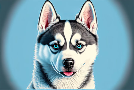 Siberian husky puppy dog portrait with tongue outの素材