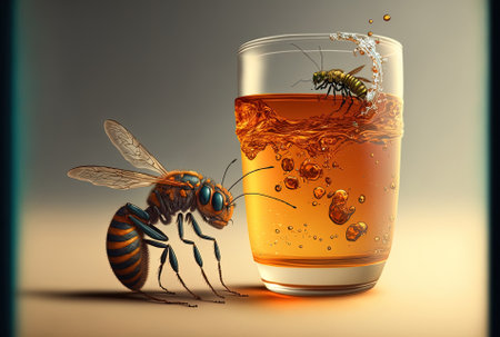 Wasp and a glass of beerの素材