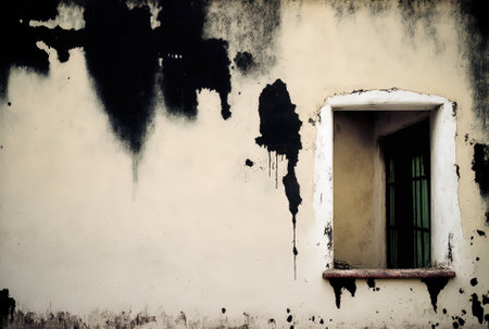 Stucco wall with black stainsの素材