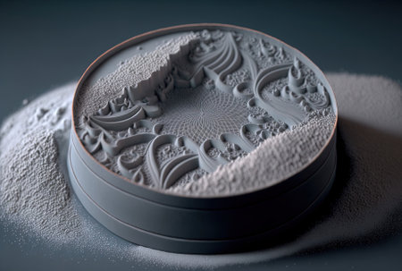 Three dimensional printing of a gray item detail on powderの素材