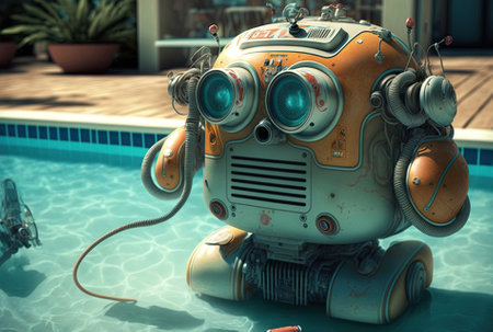 Swimming pool robot cleaning and operatingの素材