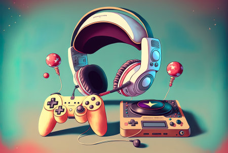 gamepad, headphones, and more spaceの素材