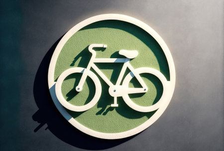 top view of a bicycle road signの素材