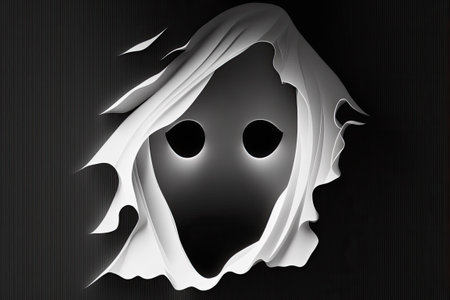 A clipped path portrait of a terrifying ghost on a black backgroundの素材
