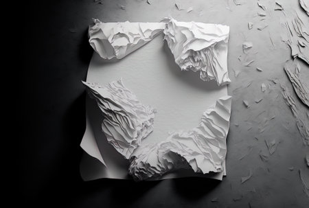 White paper with a textured crumpled backdropの素材