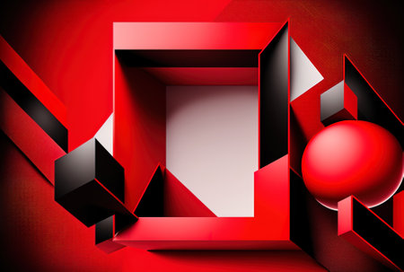 with copy space and a red abstract geometric backdropの素材