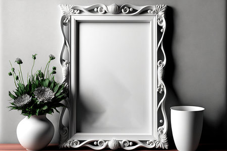 empty picture frame for wall mockup,の素材