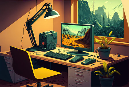 workplace at the site of work. technologyの素材