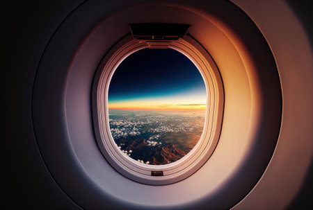 window view from inside the aircraftの素材