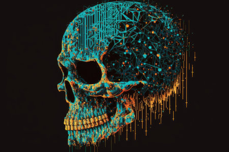 Abstract Binary Skull 2D Illustrationの素材