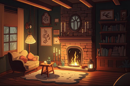 A cozy home with a gas fireplace is waiting for youの素材