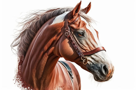 Beautiful bay arabian horse in a portraitの素材