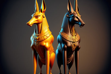 Anubis statues from the ancient Egyptian religionの素材