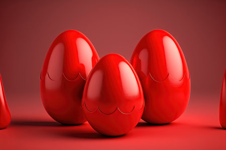 Easter eggs in redの素材