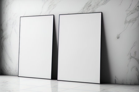 Blank posters on marble backgroundの素材