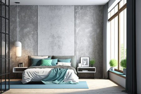Concrete wall texture background, conceptual bedroom interior design planの素材