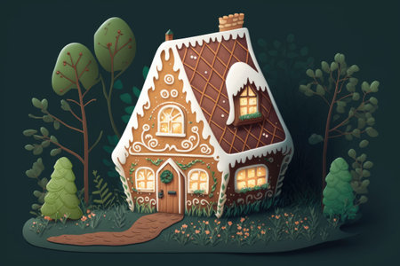 Charming gingerbread cottage for the holiday season. Shortbread with Ginger and Spiceの素材