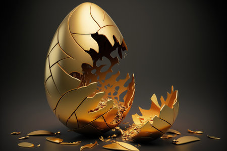 Cracked open gold luxury easter eggの素材