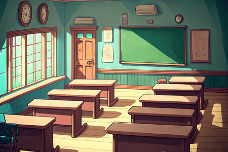 Empty school classroomの素材