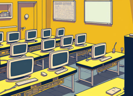 Empty computer class roomの素材