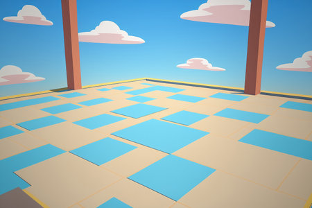 Empty square and floor with skyの素材