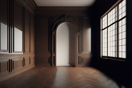 display space with a retro modern design, a vacant roomの素材