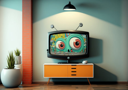 detail of modern living room wall with TVの素材