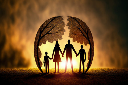 Family protection, family rights, and family health conceptsの素材