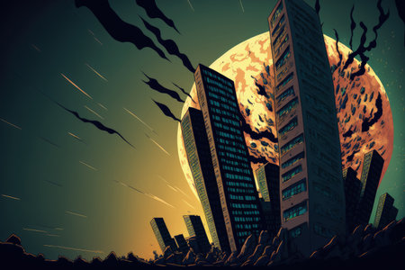 Doomsday scene, global collapse, digital artworkの素材