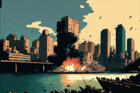 Explosion in the Beirut harbor on August 5, 2020, destroyed much of Beirutの素材