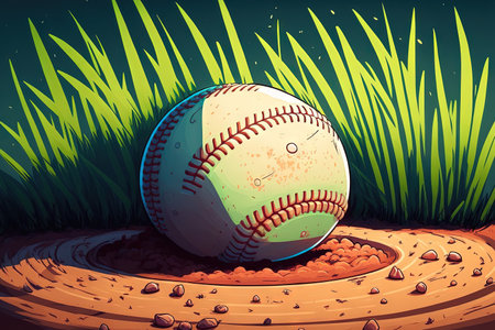 close up baseball on the infield, sport conceptの素材