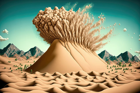 eruption of dry river sandの素材